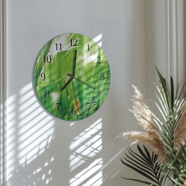 Wanduhr rund Gras