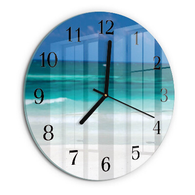 Wanduhr rund Strand Meer