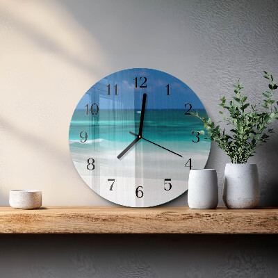 Wanduhr rund Strand Meer