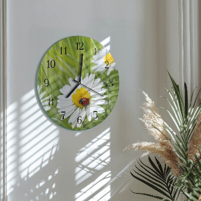 Wanduhr rund Gänseblümchen
