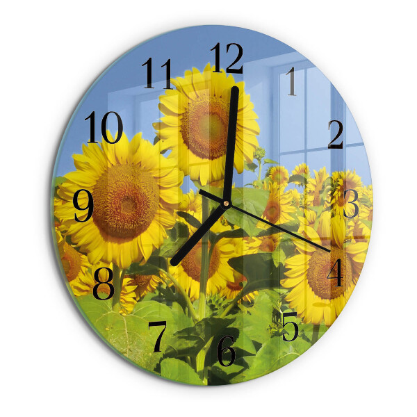 Wanduhr rund Sonnenblumen