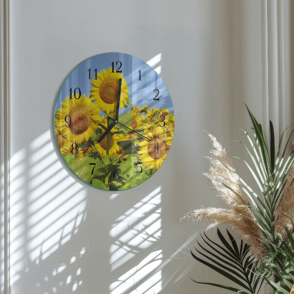Wanduhr rund Sonnenblumen