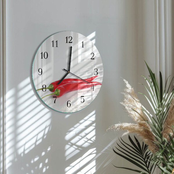 Wanduhr rund Chilischoten