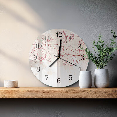Wanduhr rund Blumenkunst