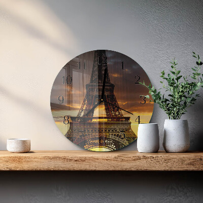 Wanduhr rund Eiffelturm Paris