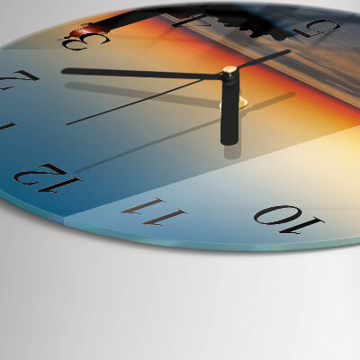Wanduhr rund Leuchtturm Meer