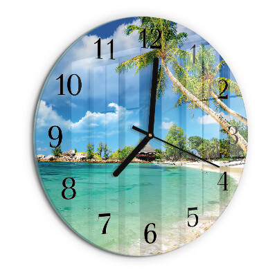 Wanduhr rund Strandpalmen