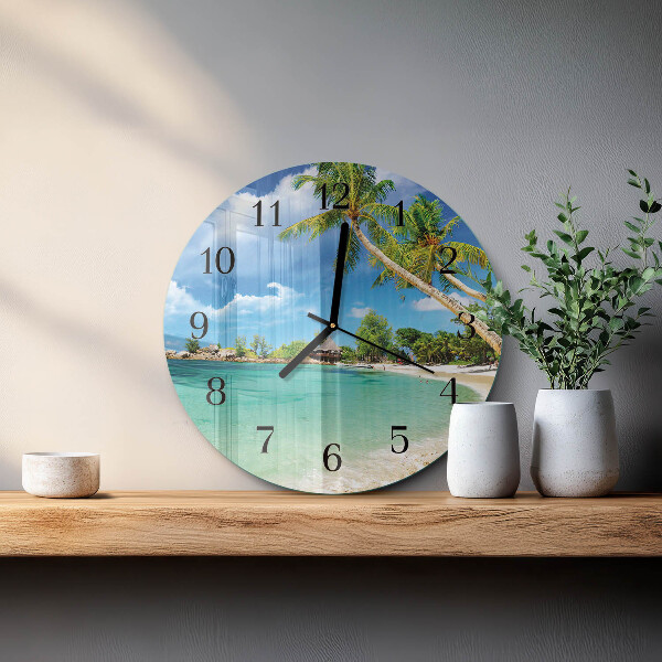 Wanduhr rund Strandpalmen