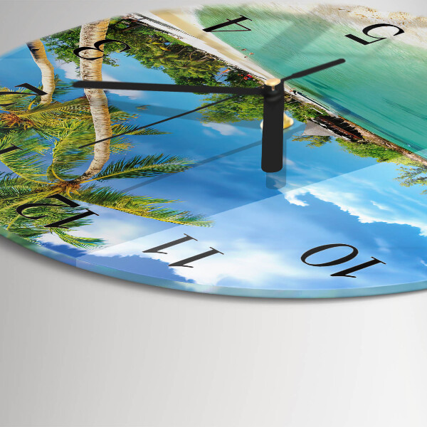 Wanduhr rund Strandpalmen