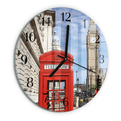 Wanduhr rund Rote Telefonzelle