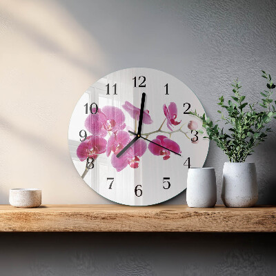 Wanduhr rund Orchidee