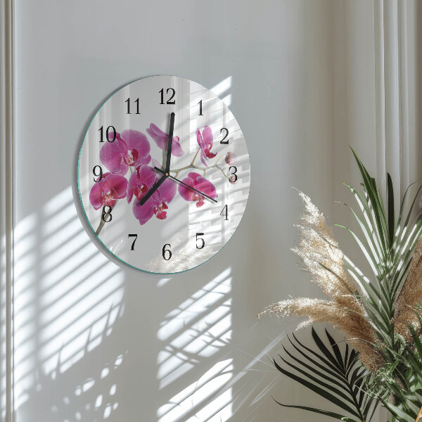 Wanduhr rund Orchidee