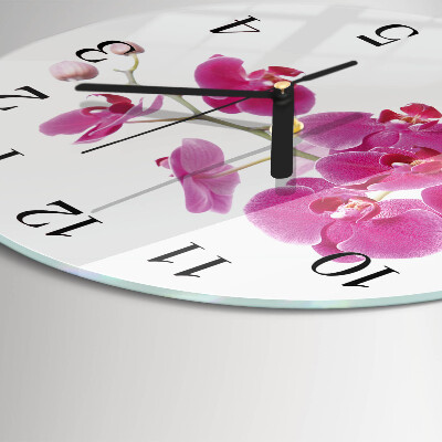 Wanduhr rund Orchidee