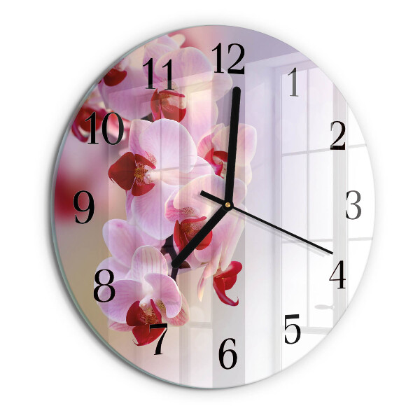 Wanduhr rund Orchidee