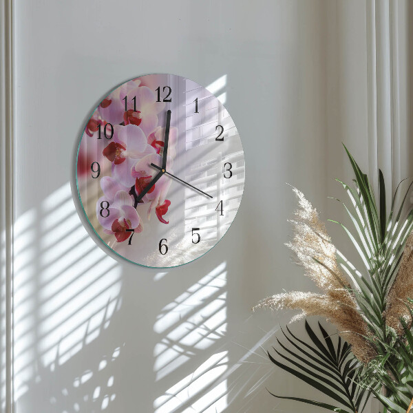 Wanduhr rund Orchidee