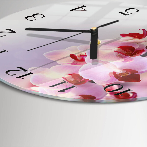 Wanduhr rund Orchidee