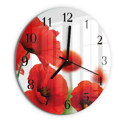 Wanduhr rund Mohnblumen