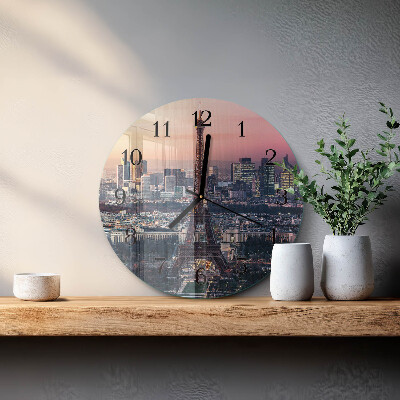 Wanduhr rund Eiffelturm Paris