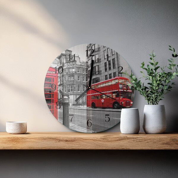 Wanduhr rund Roter Bus