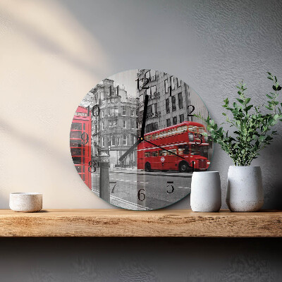 Wanduhr rund Roter Bus