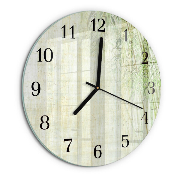 Wanduhr rund Bambuspflanze