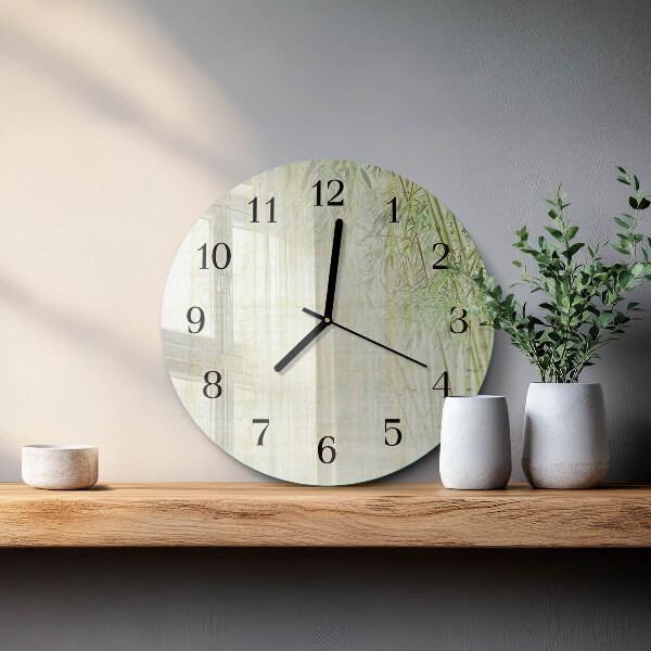 Wanduhr rund Bambuspflanze