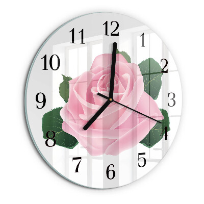 Wanduhr rund Rose