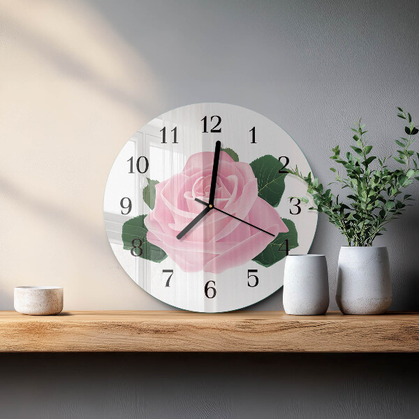 Wanduhr rund Rose