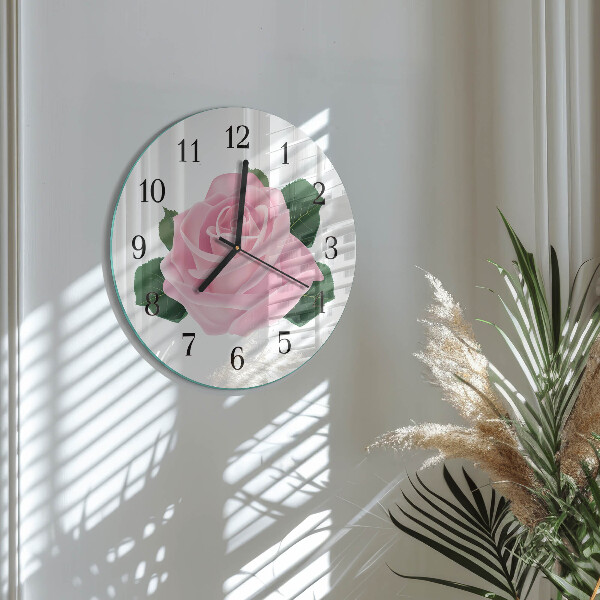 Wanduhr rund Rose