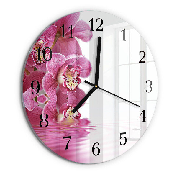 Wanduhr rund Orchidee
