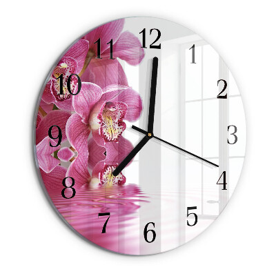Wanduhr rund Orchidee