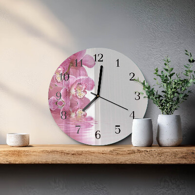 Wanduhr rund Orchidee