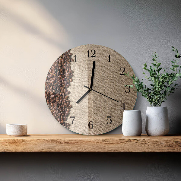 Wanduhr rund Kaffeebohnen