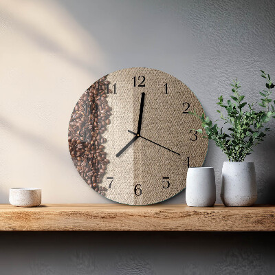 Wanduhr rund Kaffeebohnen