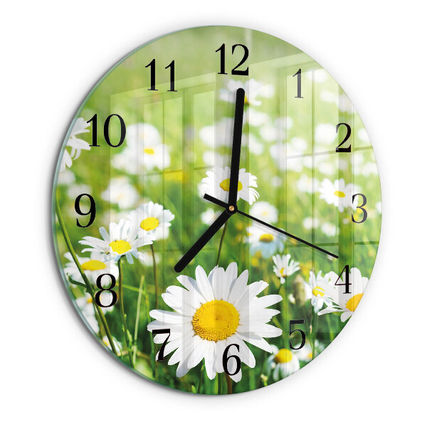 Wanduhr rund Gänseblümchen