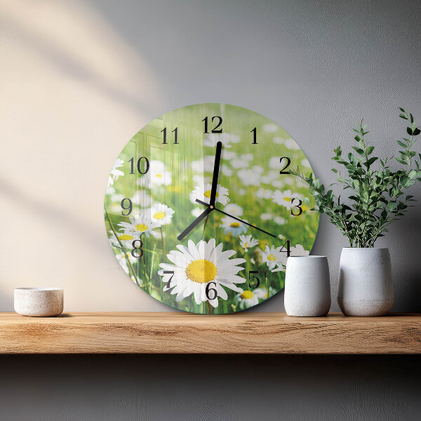 Wanduhr rund Gänseblümchen