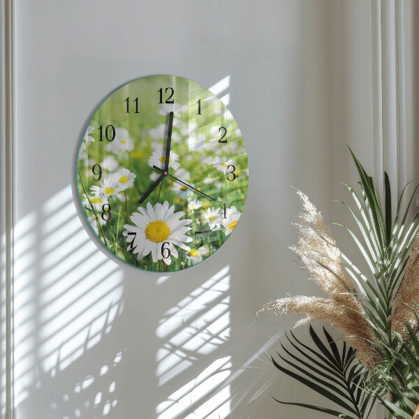 Wanduhr rund Gänseblümchen