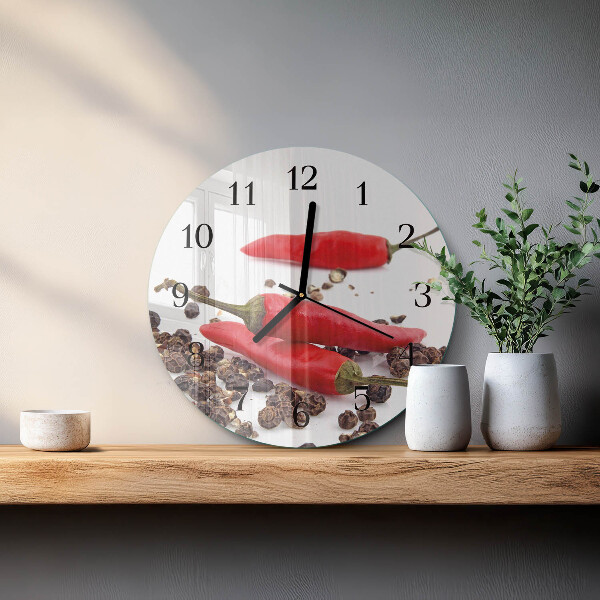 Wanduhr rund Chilischoten