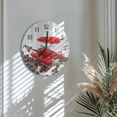 Wanduhr rund Chilischoten
