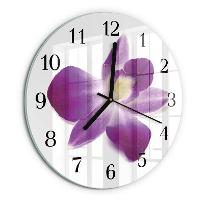 Wanduhr rund Orchideenblüte