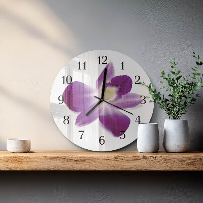 Wanduhr rund Orchideenblüte