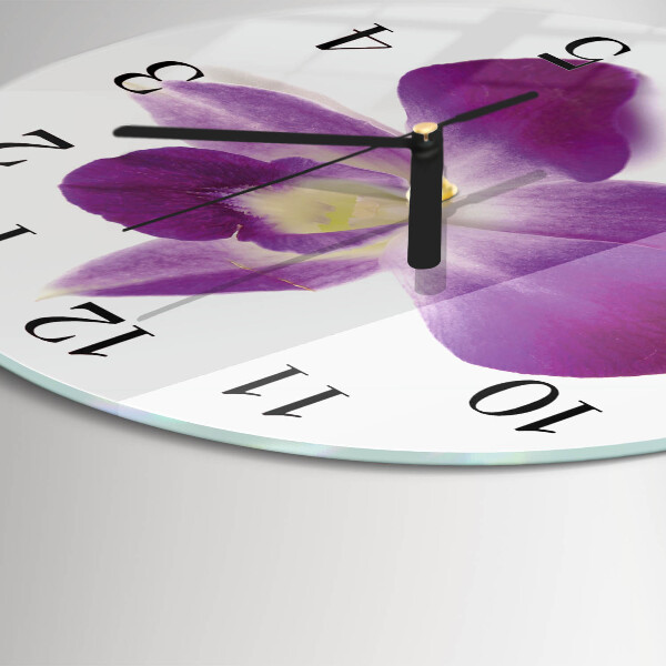 Wanduhr rund Orchideenblüte