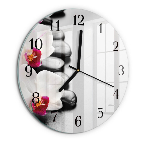 Wanduhr rund Orchideensteine