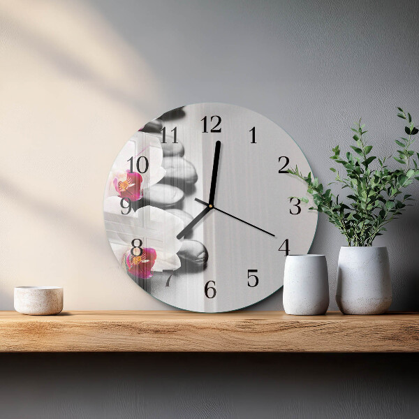 Wanduhr rund Orchideensteine
