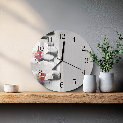 Wanduhr rund Orchideensteine