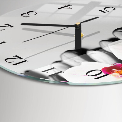 Wanduhr rund Orchideensteine
