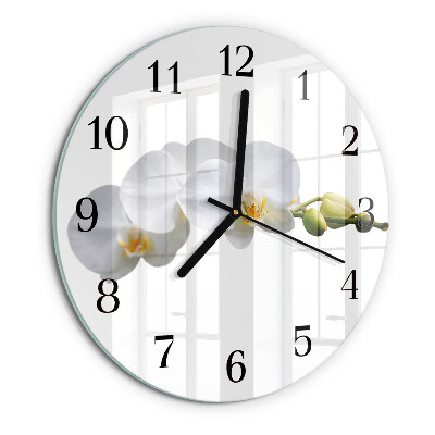Wanduhr rund Orchidee