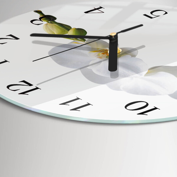 Wanduhr rund Orchidee