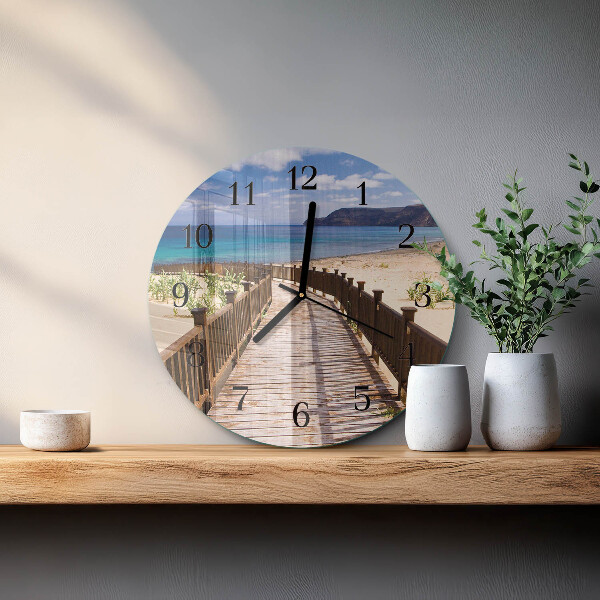 Wanduhr rund Strand Meer