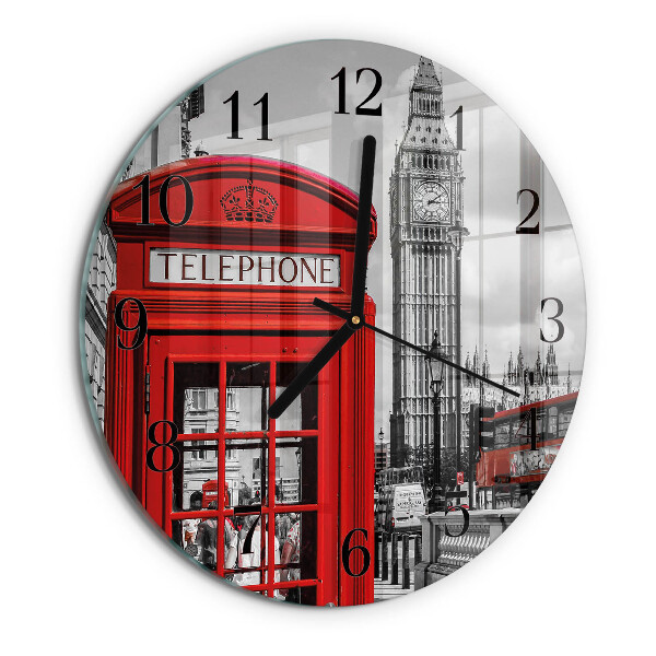 Wanduhr rund Rote Telefonzelle